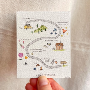 Handpainted Watercolor Relationship Map | Custom Journey Gift
