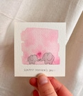Hand Painted Watercolor Elephant Card – Mother's Day Greeting