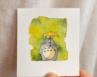 Original Watercolor Totoro Painting, Personalisable