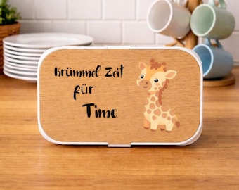 Personalized wooden lunchbox with engraving, silicone insert, BPA-free, snack box, school lunchbox, meal prep, durable