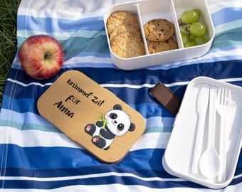 Fiambrera personalizada con tapa de bambú sostenible y grabado y diseño personalizados.