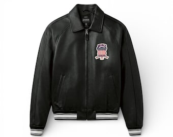 Avirex Leather Jacket for Men – American Varsity Bomber College Outerwear