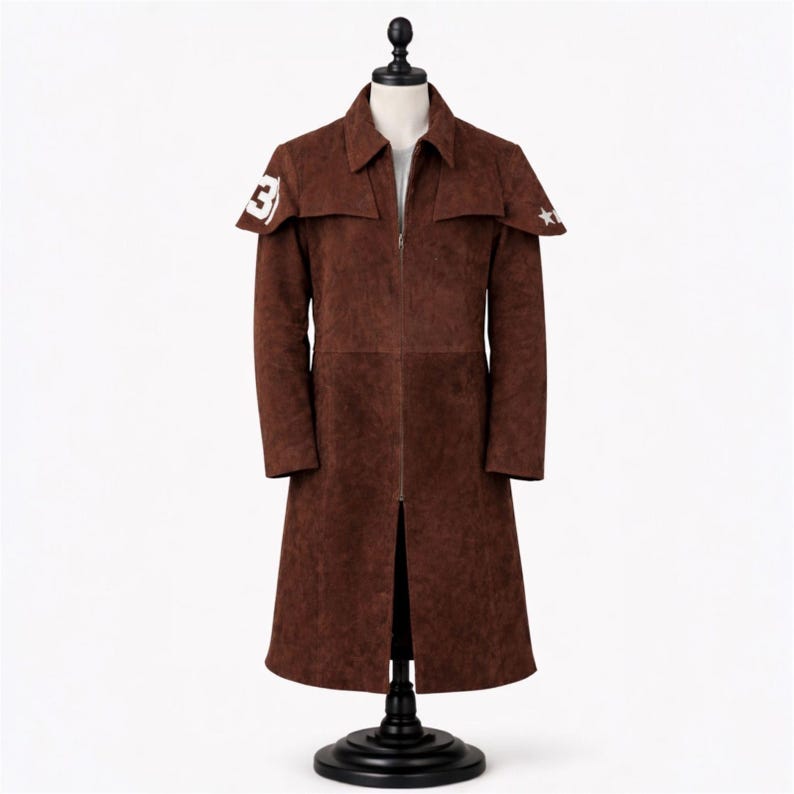 A7 NCR Ranger Inspired Brown Duster | Long Suede Leather Trench Coat ...