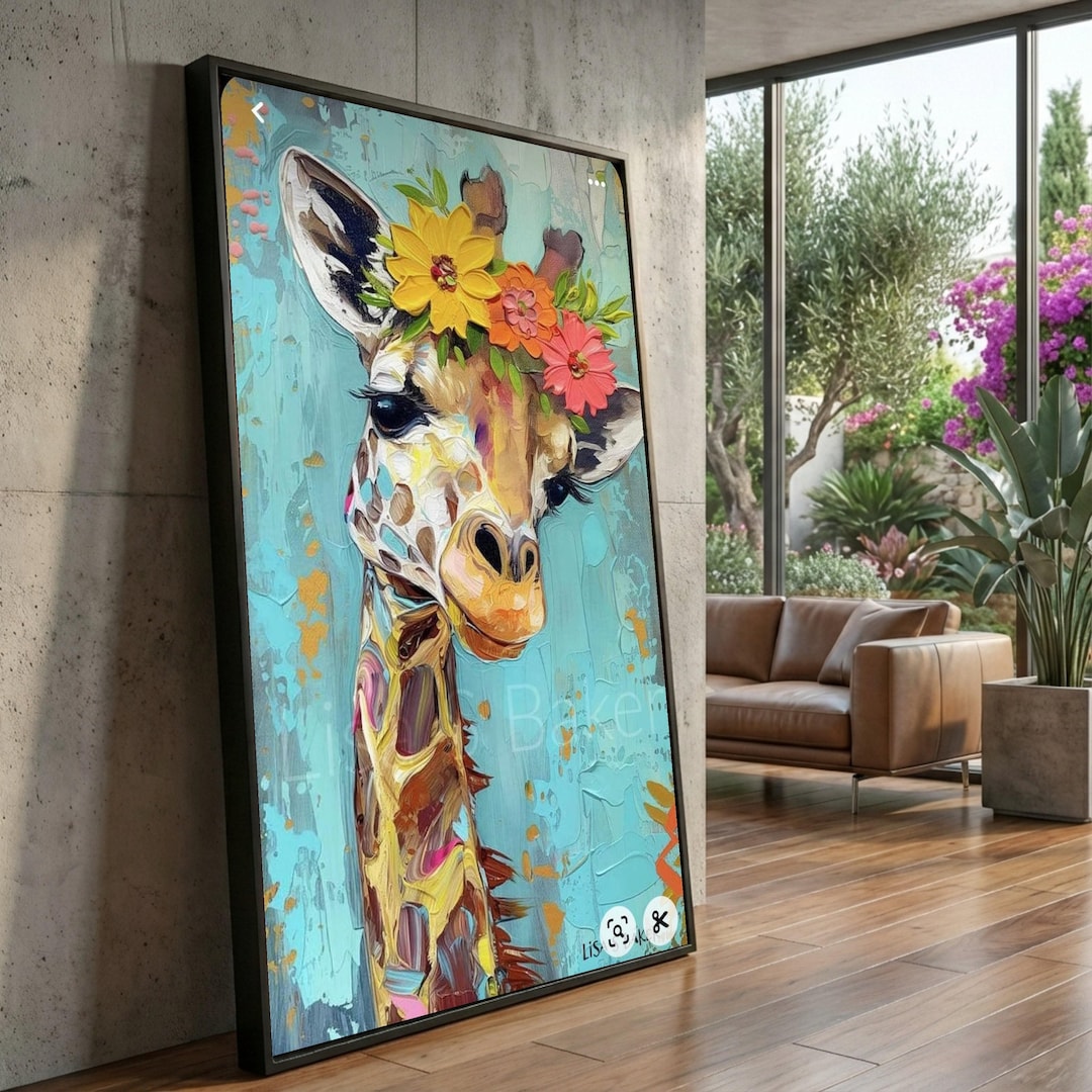 Floral Giraffe Canvas Print, Whimsical Nursery Wall Art - Etsy