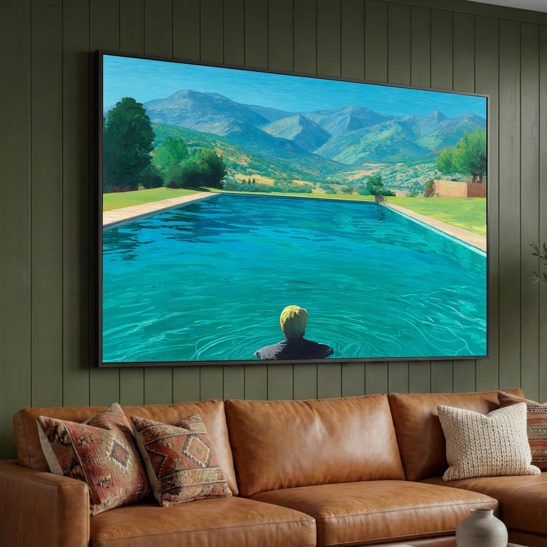 Pool Canvas Serene Mountain View Pool Canvas, Relaxing Landscape Wall Art, Tranquil ...