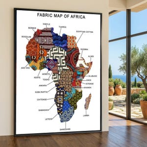 Afrikansk tygkarta Canvastavla, livfulla textilmönster, kulturell heminredning