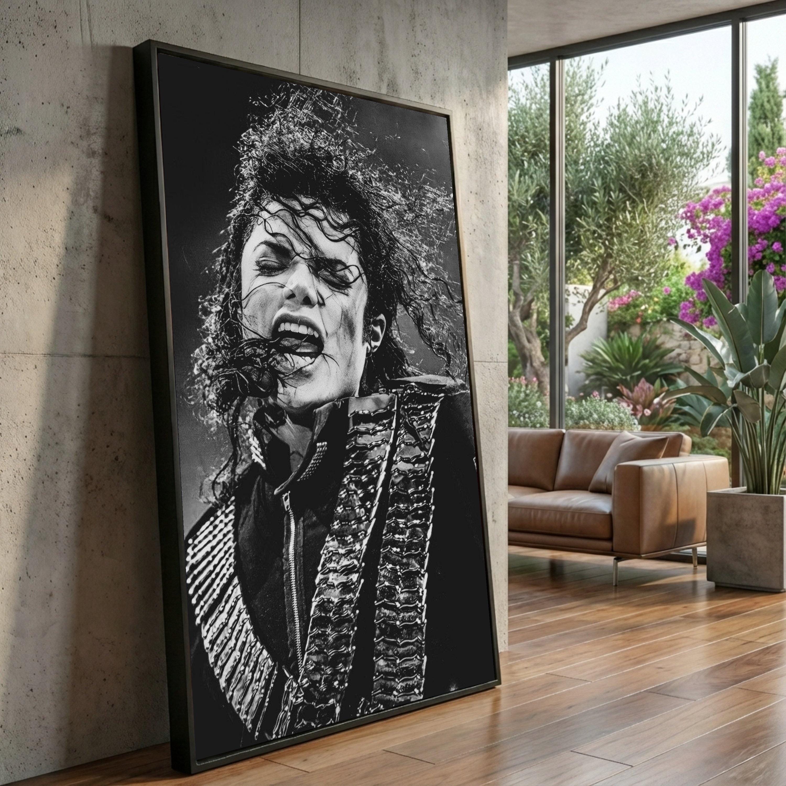 Michael Jackson Canvas Print, Black and White Portrait, Rock Star