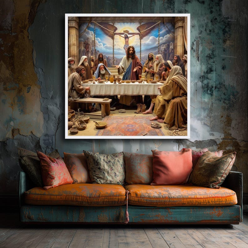 The Last Supper Canvas Wall Art, Jesus and Disciples Painting ...
