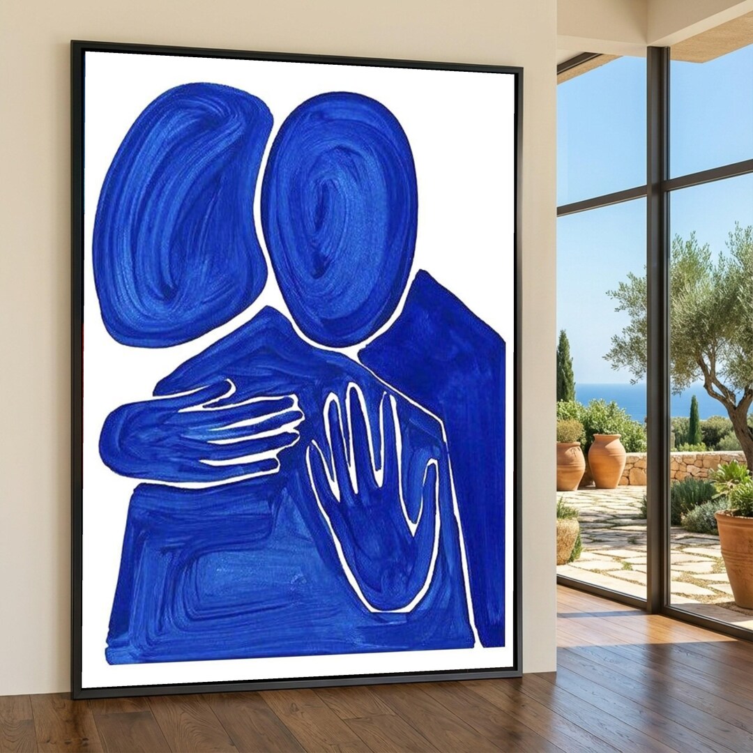 Abstract Embrace Canvas Print, Modern Blue Home Decor - Etsy