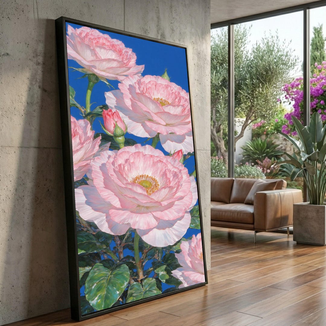 Pink Roses Canvas Print, Floral Botanical Wall Art - Etsy