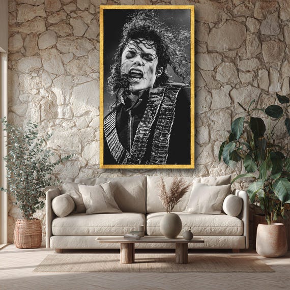 Michael Jackson Canvas Print, Black and White Portrait, Rock Star