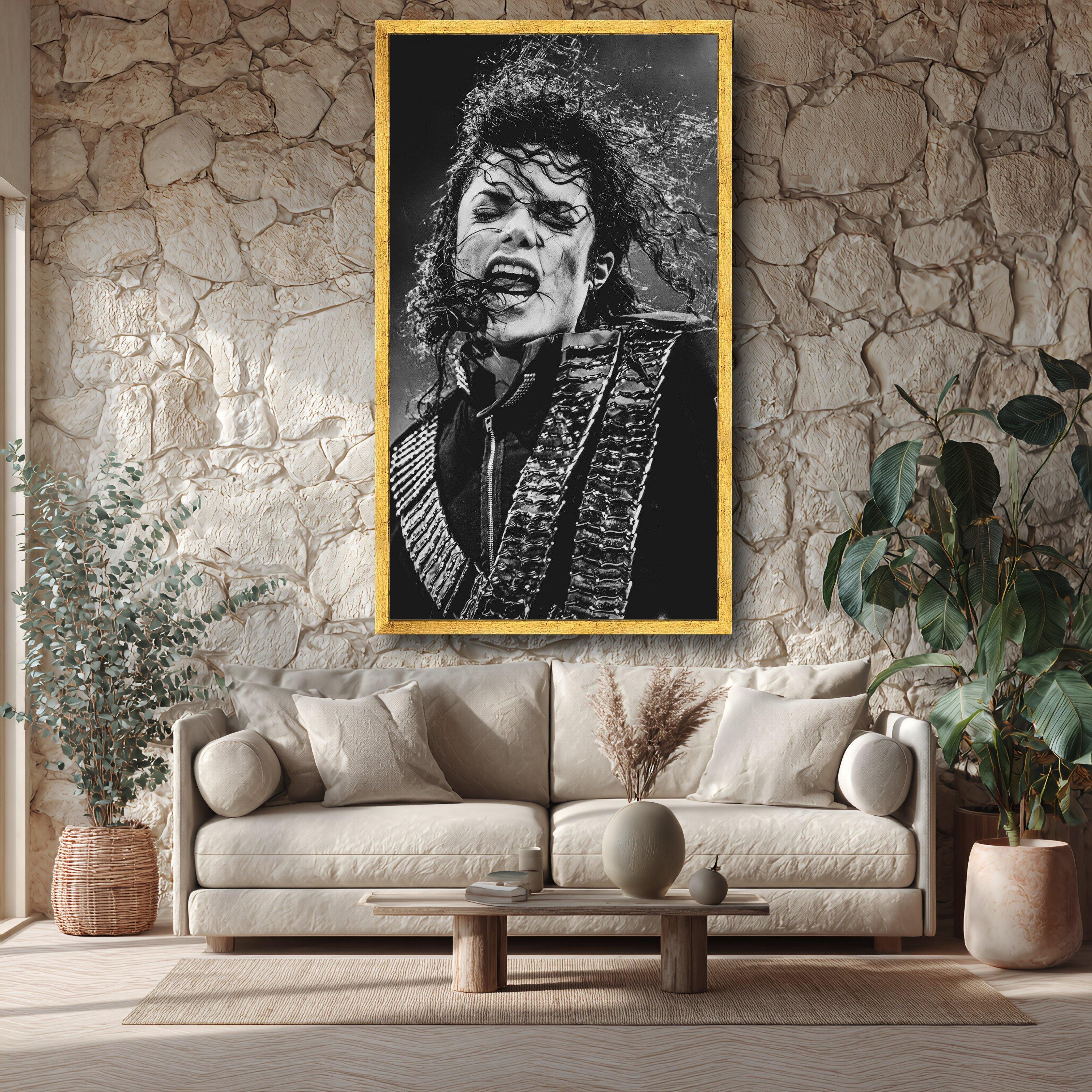 Michael Jackson Canvas Print, Black and White Portrait, Rock Star