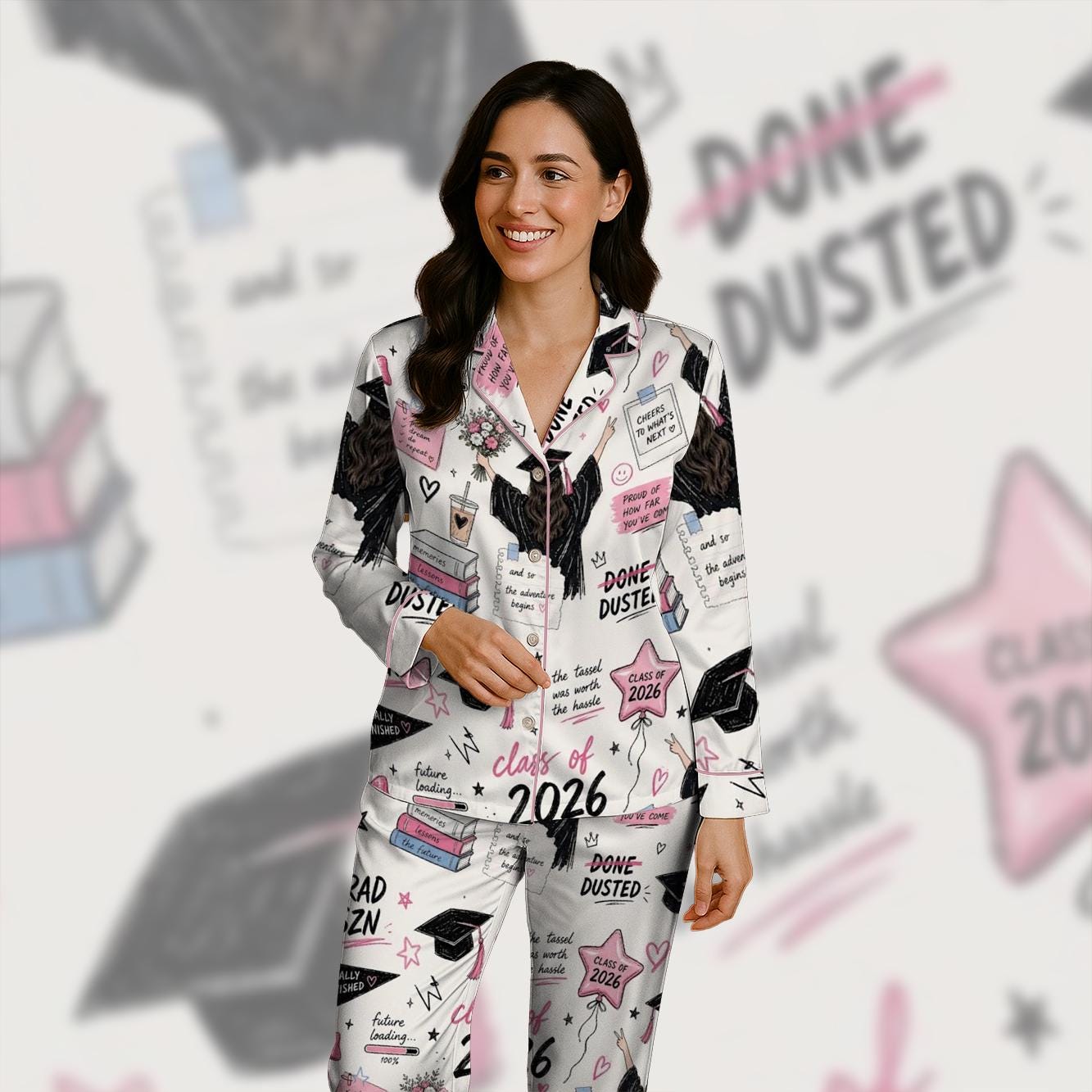 Pyjamas College Class of 2026 Graduation Satin Pajamas, Senior 2026 Sleepwear, Luxury ...