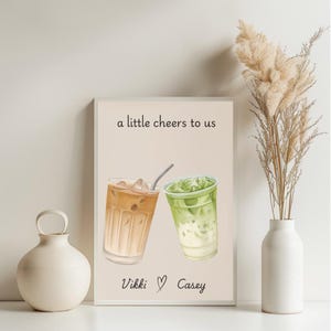 Personalised Coffee and Matcha Print, Couple Wall Art, Best Friend Gift, Custom Names Print, Kitchen Decor, A4 Unframed Print image 3