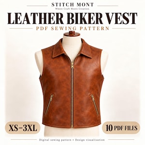 Men’s Leather Biker Vest Drafting Guide PDF - Western Waistcoat Template -Printable A4 Pattern - Sizes S-5XL - Digital Download