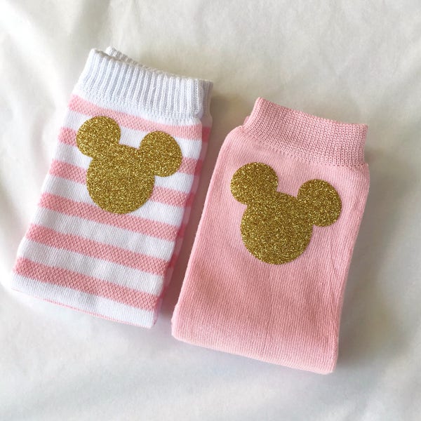 Minnie Mouse Pink or Pink and White Striped Childrens Legwarmers Baby legwarmers