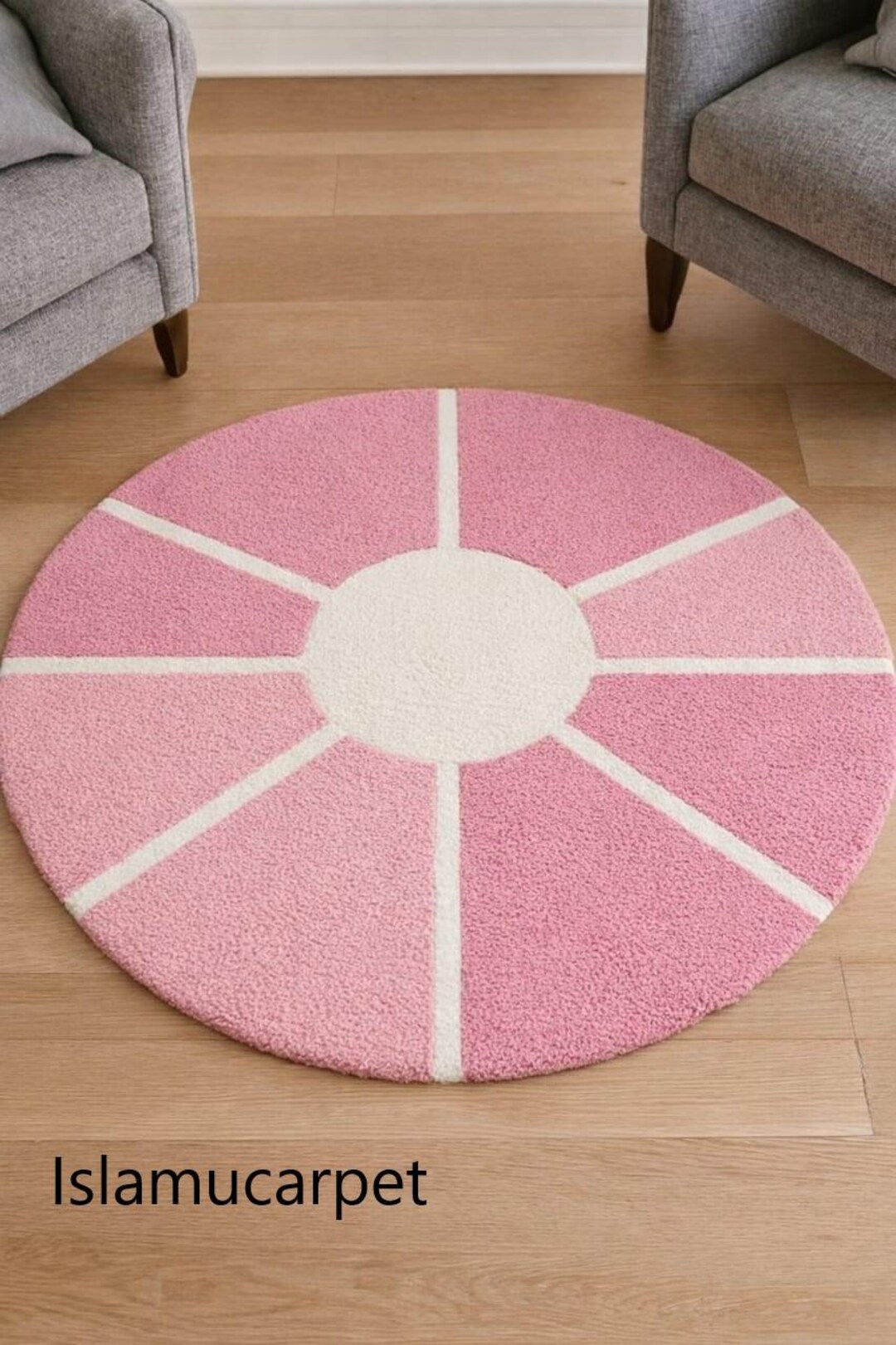 Round Pink Rug Next Pink Round Area Rug With White Center – Modern Geometric Hand Tufted ...