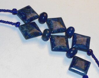 Eyeglass chain Cobalt Blue with Lapis accents  and faceted glass beads 28 inches fancy ends