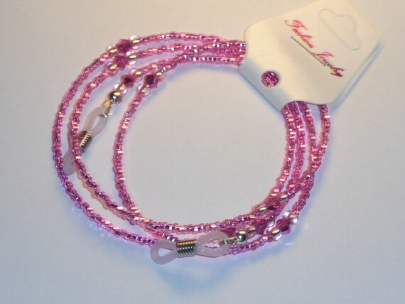 Eyeglass Chain Bright Pink 28 Inches Breast Cancer Awareness  display picture 2