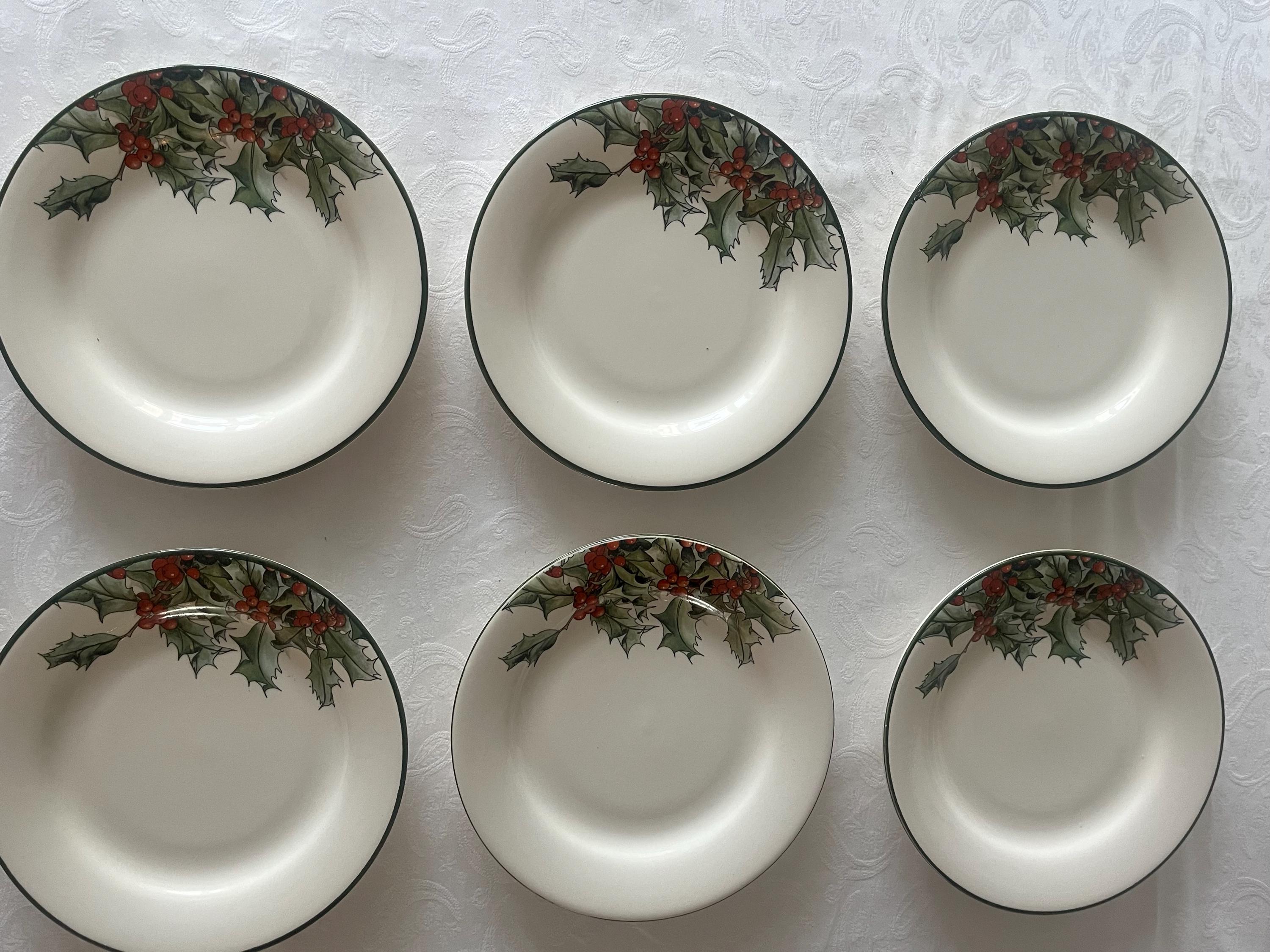 食器 gien uncontinued le houx salad plate Set of 6 Gien 'le Houx' Salad Plates Rare French Vintage Faience