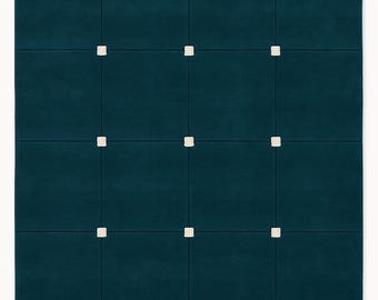 Handmade Wool Rug - Teal Grid, Modern Area Carpet