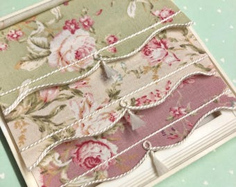 Dollhouse Miniature Blind: Cream, Pink, Green Roses - 12th Scale