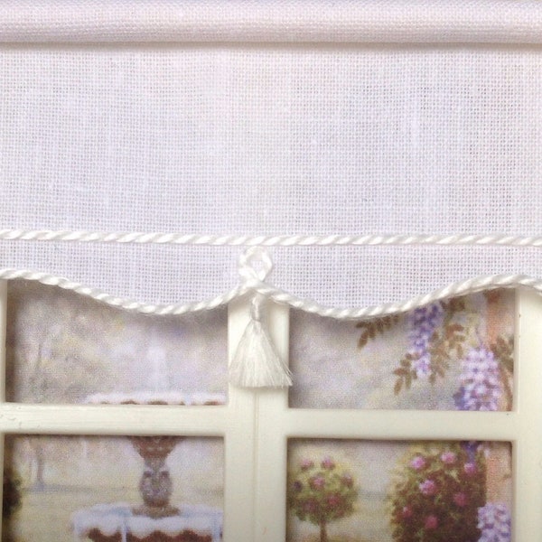 dolls house blind, dolls house window, dollhouse miniature curtains, miniature drapes, 12th scale miniatures,  white