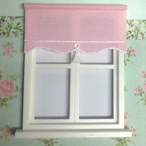 dolls house blind,dolls house window, dollhouse miniature curtains,miniature drapes,12th scale miniatures, ,pink