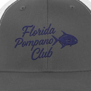 Embroidered Florida Pompano Club Snapback Trucker Cap | Beach fishing Hat, Gift for birthday valentines day, gift for boyfriend