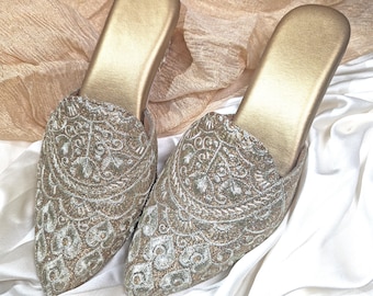 Golden Bridal Heels, Pointed Toe Block Heels, Bellies, Ballerinas, Mules, Wedges,