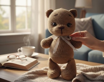 Handmade Crochet Teddy Bear: Amigurumi Stuffed Animal, Nursery Decor (30 cm)
