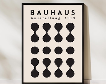 Stampa artistica Bauhaus, decorazione murale geometrica astratta moderna, poster minimale con blocchi di colore, design di metà secolo, opera d'arte contemporanea estetica.