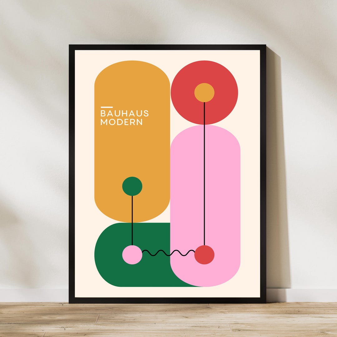 Bauhaus Art Print Modern Geometric Abstract Wall Decor Minimal Color Block Poster Mid Century ...