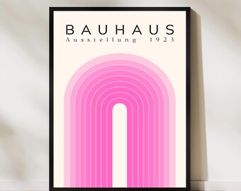 Stampa artistica Bauhaus, decorazione murale geometrica astratta moderna, poster minimale con blocchi di colore, design di metà secolo, opera d'arte contemporanea estetica.