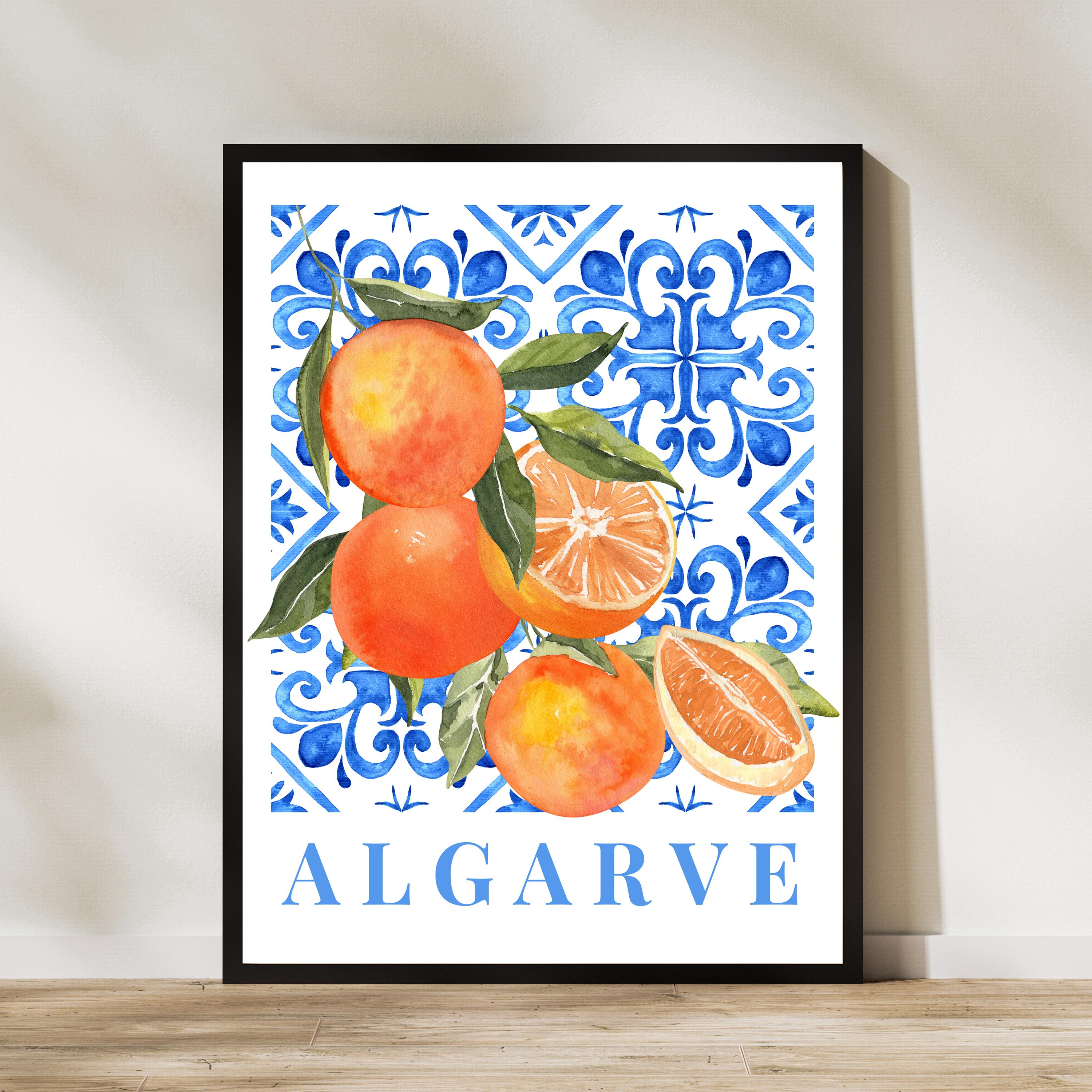 Algarve Orange Art Print Portugal Tile Poster Citrus Watercolor