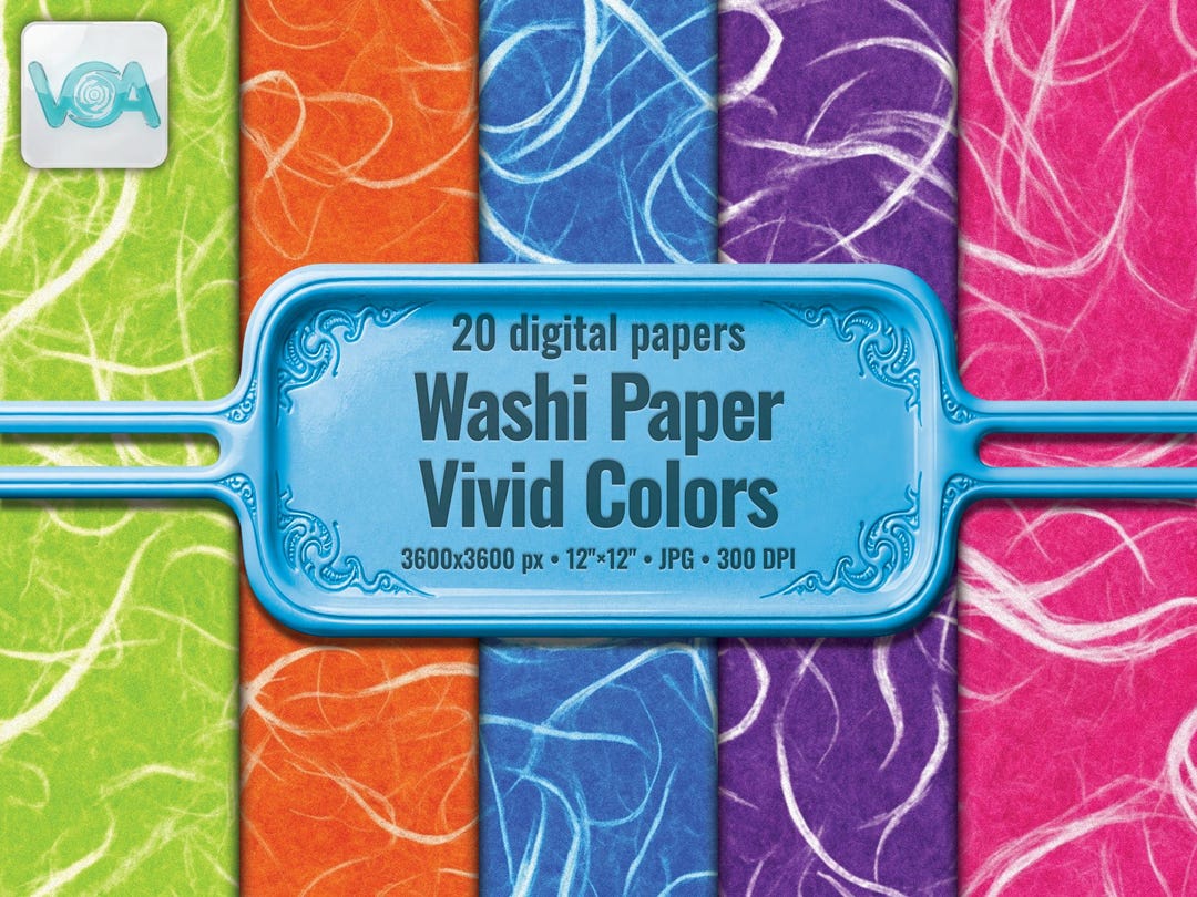 Washi Paper Vivid Colors Digital Paper, 20 Bright Mulberry Textures ...