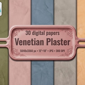 30 Venetian Plaster Backgrounds, Polished Stucco Digital Paper, Earthy Wall Print, Smooth Clay Texture – Commercial Use, 4K