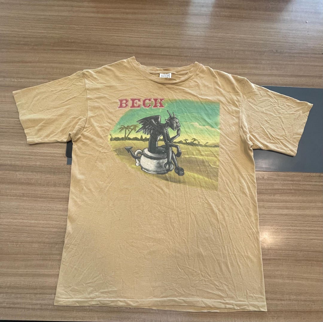 Vintage Beck Graphic T-shirt – 90s Band Tee, Faded Brown Size XL