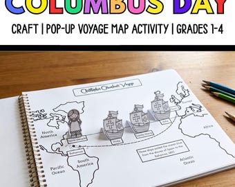 Columbus Day Craft Printable, Pop Up Voyage Map Activity, Columbus 1492 Craft for Kids, Indigenous Peoples Day, Classroom Homeschool