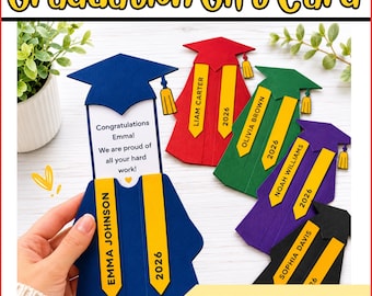 Plantilla editable para tarjetas de graduación / Recuerdo de graduación personalizado / Regalo de fin de año para estudiantes / Actividad de graduación imprimible