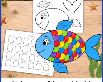 Manualidad para construir un pez, temática oceánica, aprendizaje de verano para niños (descarga digital)