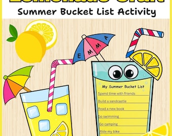 Manualidad y actividad de escritura de limonada de verano / Actividad de lista de deseos para niños / Manualidad de verano imprimible para niños, cómo hacer limonada / pdf