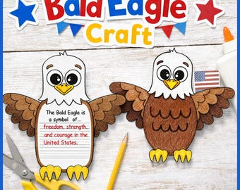 Manualidades y actividades para el Día de los Caídos / Manualidad de escritura del águila calva / Manualidad patriótica de EE. UU. para niños / Manualidad para el Día de los Veteranos /