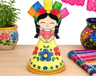 Manualidad de Muñeca Lele para el Cinco de Mayo, 3 Plantillas Imprimibles, Actividad de Cultura Mexicana para Niños, Manualidades con Papel