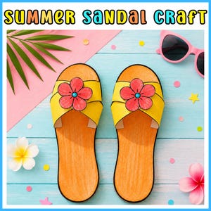 Slippers Craft Template for Kids Summer Sandal Coloring Craft | Printable Paper Shoe Activity |Fun Summer Craft /Cut and Paste DIY Craft PDF