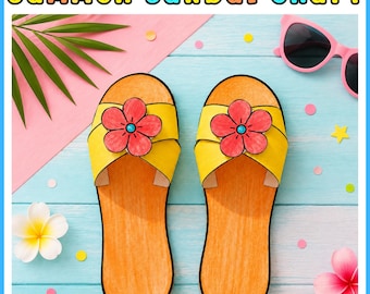 Plantilla para manualidades de pantuflas para niños: manualidades de verano para colorear sandalias / Actividad imprimible de zapatos de papel / Divertida manualidad de verano / Manualidad DIY para recortar y pegar en PDF