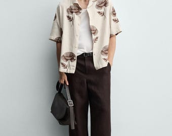 Herrskjorta med blommig broderi | Linneknappar | Avslappnad sommarskjorta inspirerad av Zara