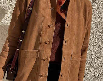Blazer mujer vintage años 90 de ante marrón estilo western cowgirl abrigo clásico invierno retro regalo