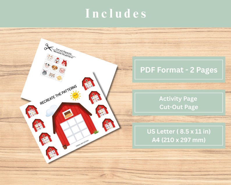Farm Animal Pattern Matching Printable | Preschool Pattern Activity ...