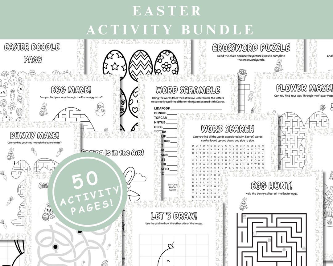 Easter Activity Bundle | Coloring Pages, Mazes, Puzzles (digital ...